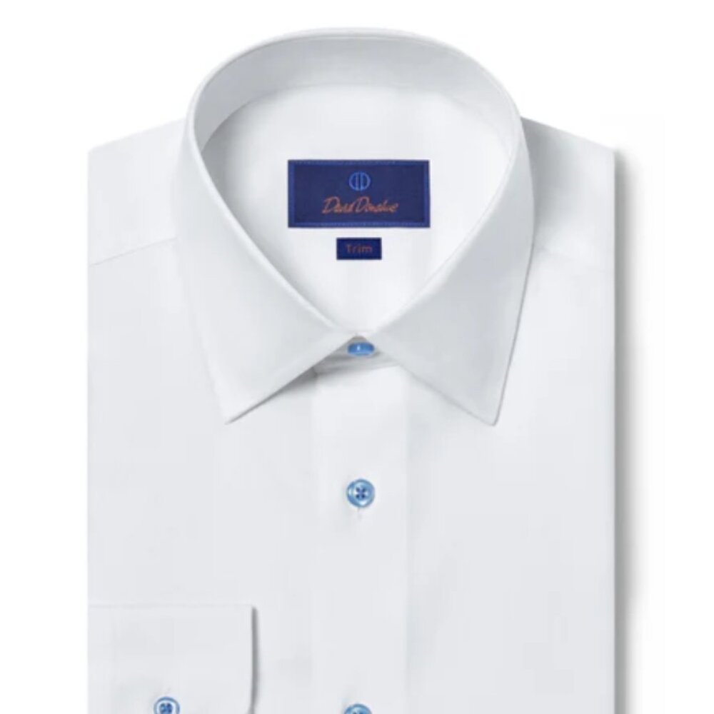 David Donahue classic white dress button shirt Trim Fit NECK: 18  36 / 37